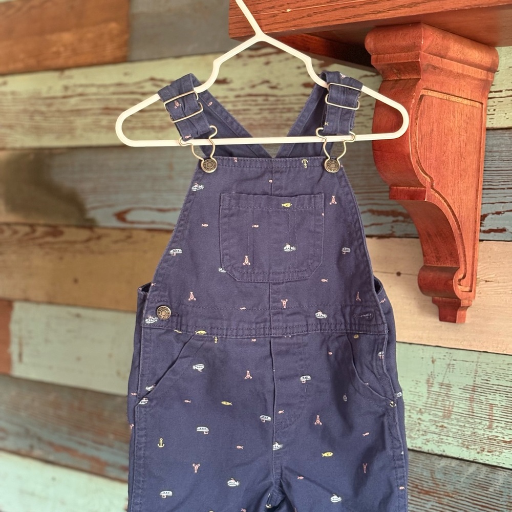 Carter's Navy Overalls with Fun Patterns